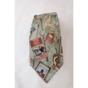 Tie Tales Golf Silk Tie 100% Silk Novelty‎ Golf Clubs Almanac Tees Vintage